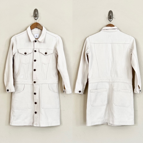 New GWYN Natural Jean Jacket Dress in Beige - Picture 9 of 14